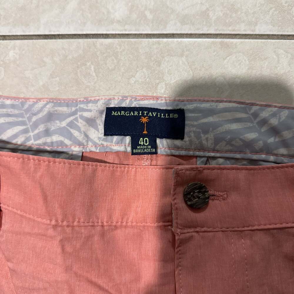 Margaritaville Men's Coral Casual Shorts Size 40 with Palm Tree Button